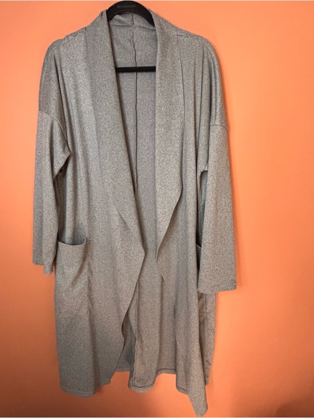 Light Grey Open Front Duster Cardigan